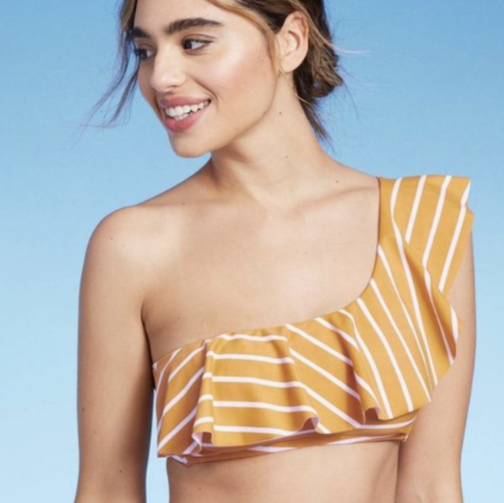 THIS WEEK ONLY -NWT Bikini Top - cute one shoulder w/ruffles!